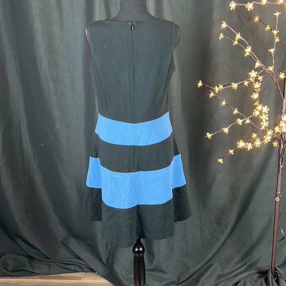 Loft Blue and Black Striped Flare Dress - Picture 2 of 4